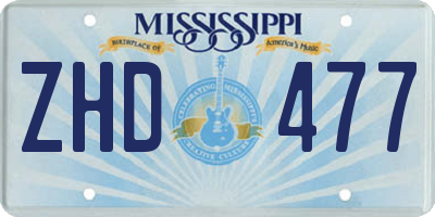 MS license plate ZHD477