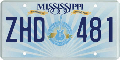 MS license plate ZHD481