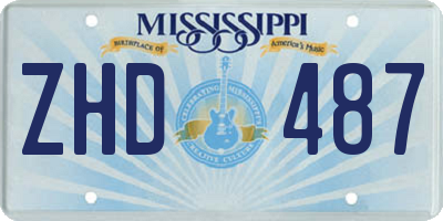 MS license plate ZHD487