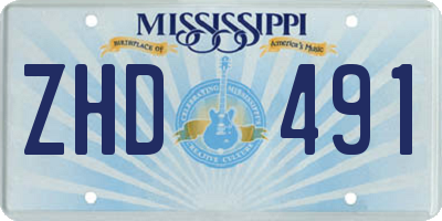 MS license plate ZHD491