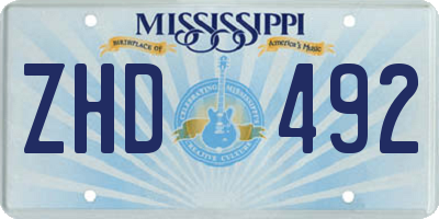 MS license plate ZHD492