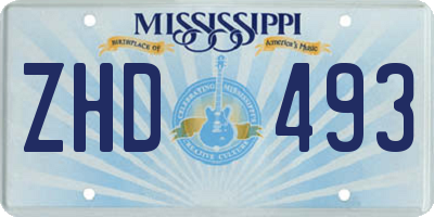 MS license plate ZHD493