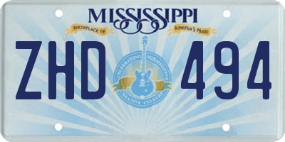 MS license plate ZHD494
