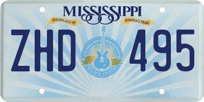 MS license plate ZHD495