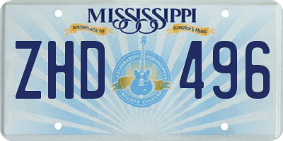 MS license plate ZHD496