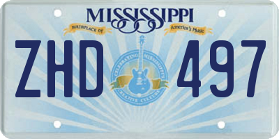 MS license plate ZHD497
