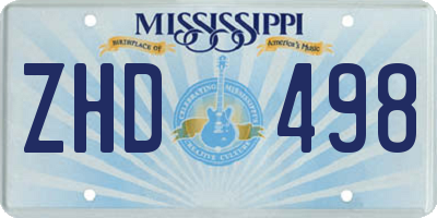 MS license plate ZHD498