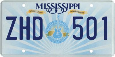 MS license plate ZHD501