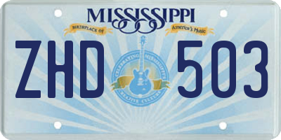 MS license plate ZHD503