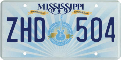 MS license plate ZHD504