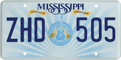 MS license plate ZHD505