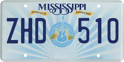 MS license plate ZHD510