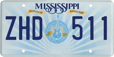 MS license plate ZHD511