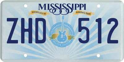 MS license plate ZHD512