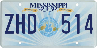 MS license plate ZHD514