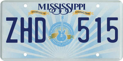 MS license plate ZHD515