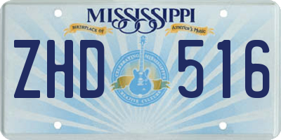 MS license plate ZHD516