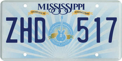 MS license plate ZHD517