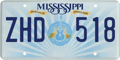 MS license plate ZHD518