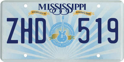 MS license plate ZHD519