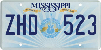 MS license plate ZHD523