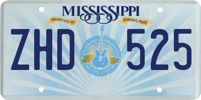 MS license plate ZHD525