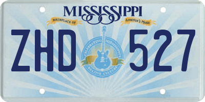 MS license plate ZHD527