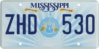 MS license plate ZHD530