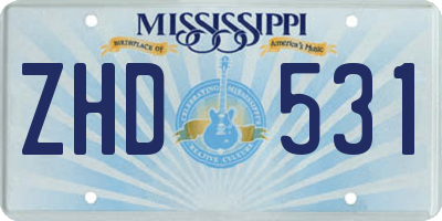 MS license plate ZHD531
