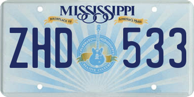 MS license plate ZHD533