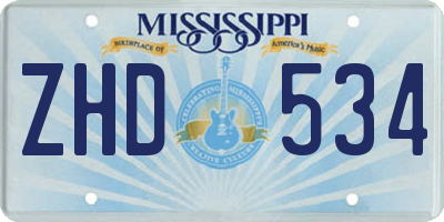 MS license plate ZHD534
