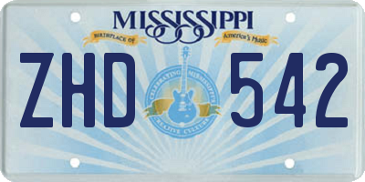MS license plate ZHD542