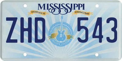 MS license plate ZHD543