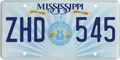 MS license plate ZHD545