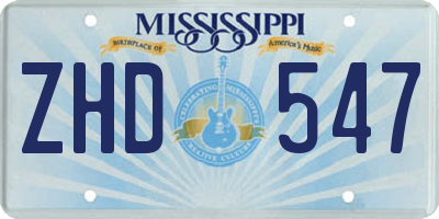 MS license plate ZHD547