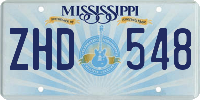 MS license plate ZHD548