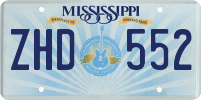 MS license plate ZHD552