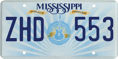 MS license plate ZHD553