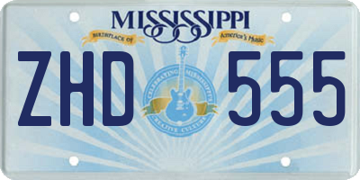 MS license plate ZHD555