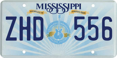 MS license plate ZHD556