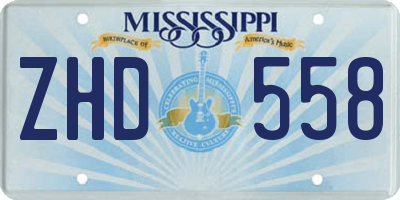 MS license plate ZHD558