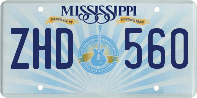 MS license plate ZHD560