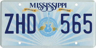 MS license plate ZHD565