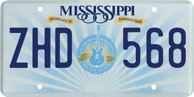 MS license plate ZHD568