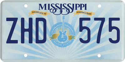 MS license plate ZHD575