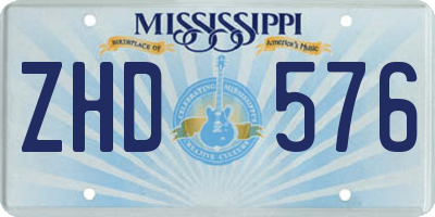 MS license plate ZHD576