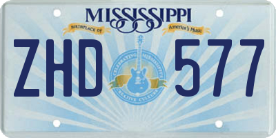 MS license plate ZHD577
