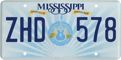 MS license plate ZHD578