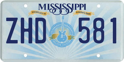 MS license plate ZHD581