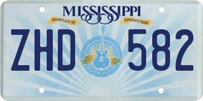 MS license plate ZHD582